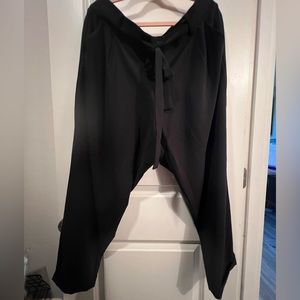 Black tie front tapered leg dress pants